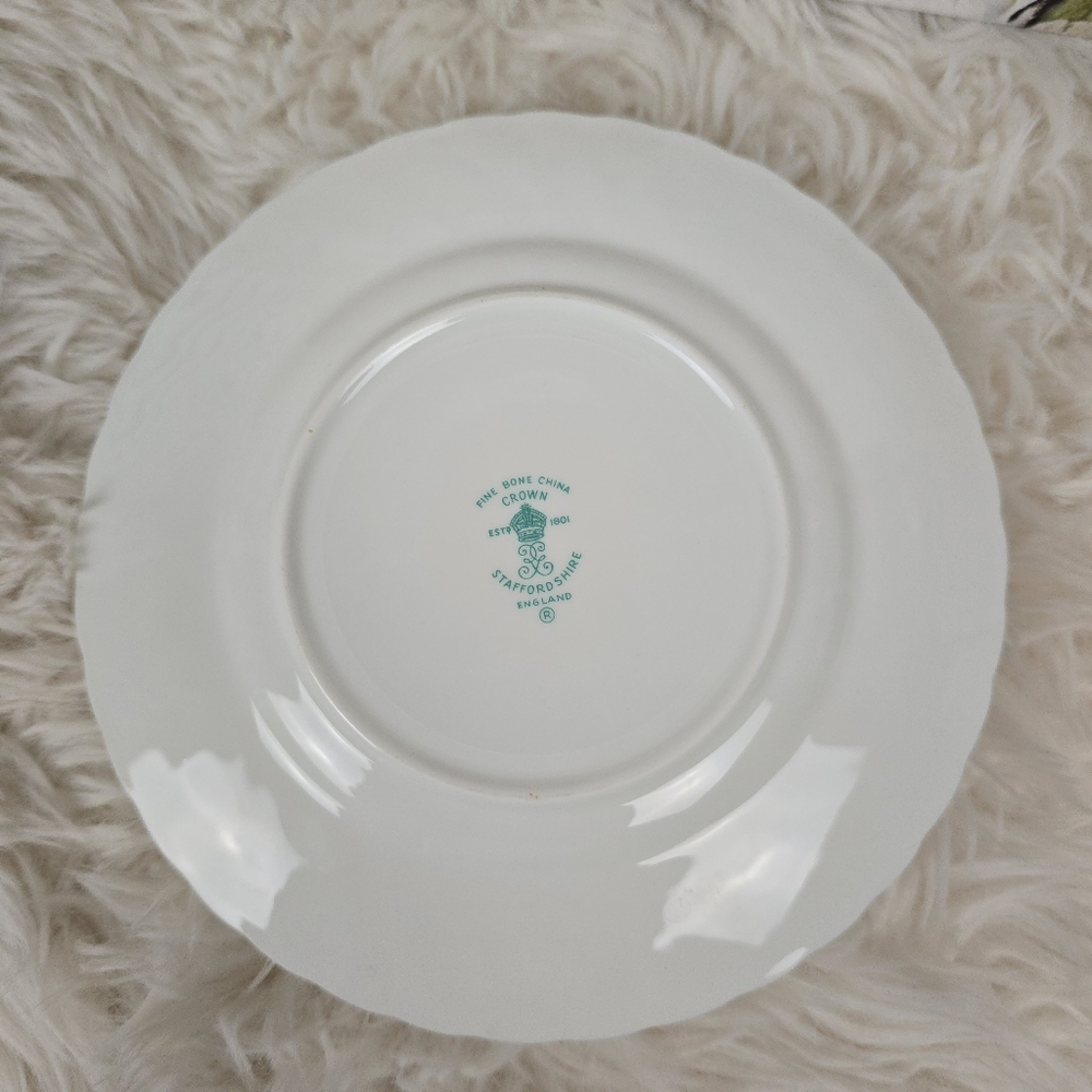 Crown Staffordshire Vintage 3 piece Cup, Saucer, and Dessert Plate - Picture 13 of 14